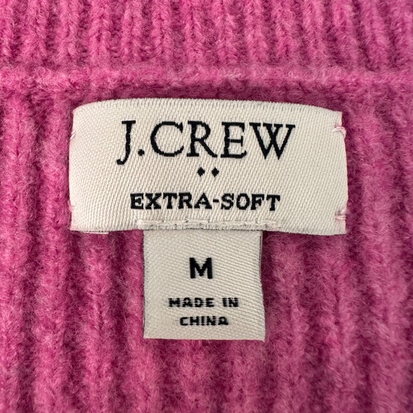J. Crew Factory Pink Ribbed puff sleeve sweater in extra soft yarn Wool blend M - Picture 3 of 16